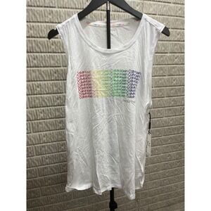 Calvin Klein Performance Mens XL White Rainbow Logo Tank Top PF1T0220 NWT